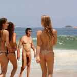 True nudist flashing cock on the beach with milf friends 2